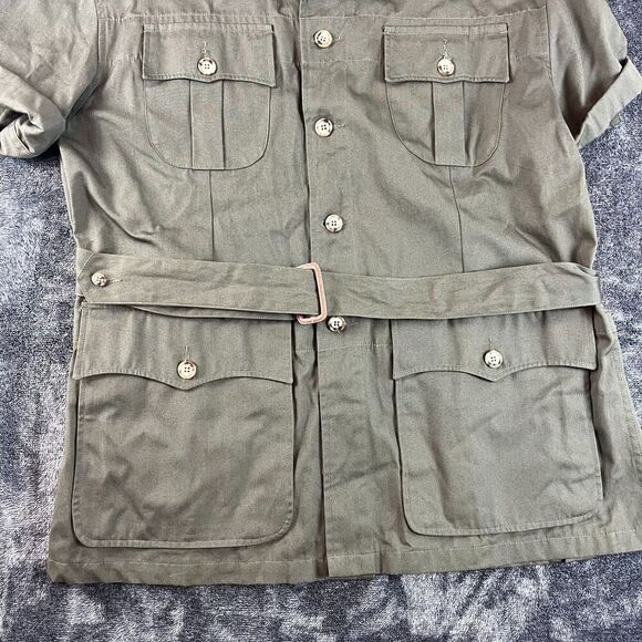 Vtg Willis & Geiger Safari Hemingway Belted Button Up Bush Poplin XL/XXL* - Picture 5 of 12